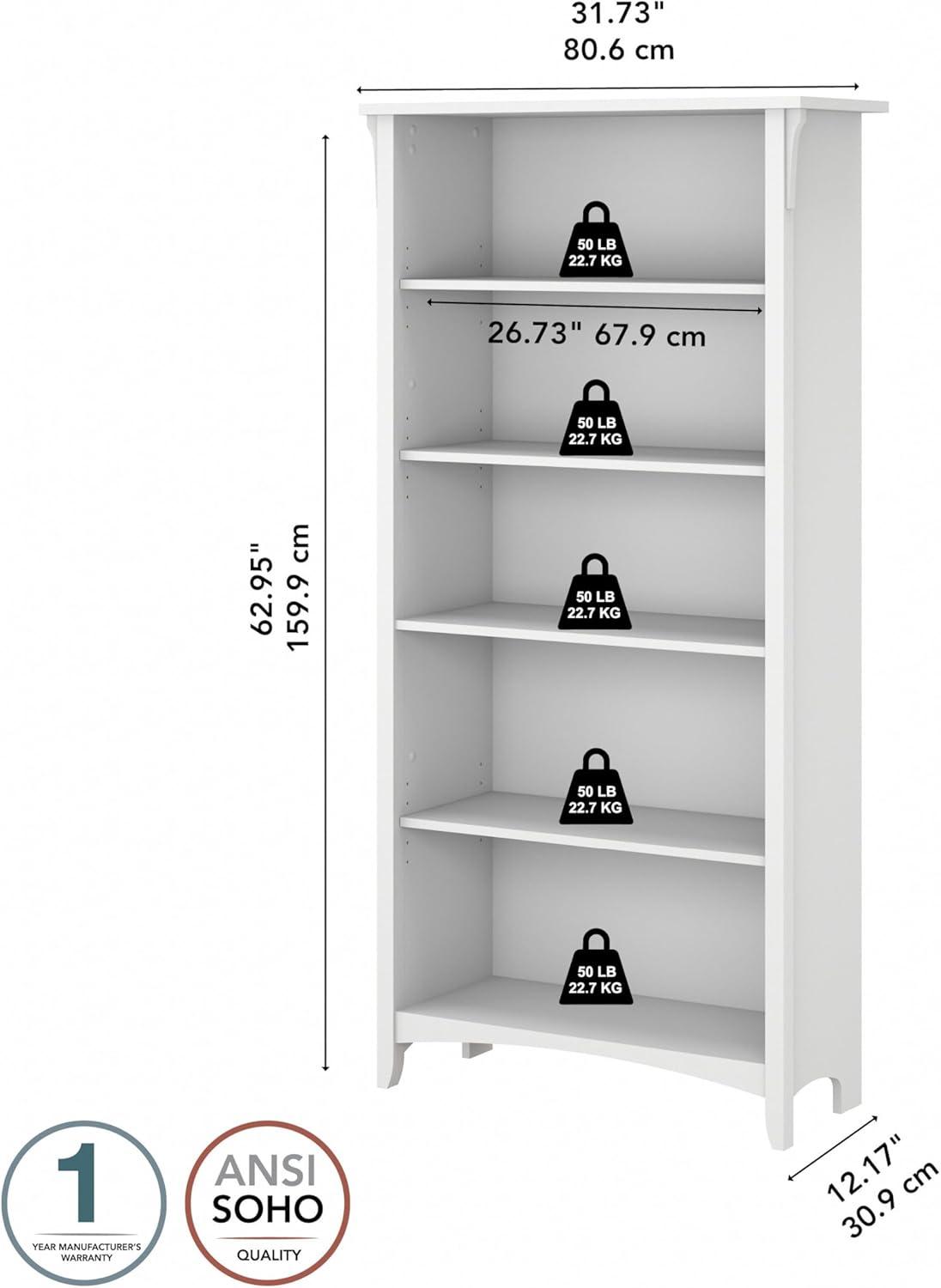 Salinas Tall 5 Shelf Bookcase in Pure White and Shiplap Gray - Engineered Wood