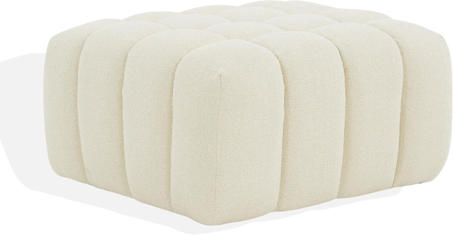 SAFAVIEH Couture Calyna Modern Boucle Tufted Ottoman, Cream