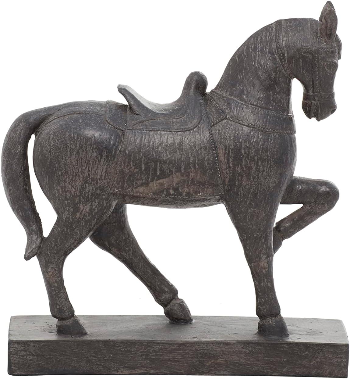 9" x 9" Brown Polystone Horse Sculpture, by DecMode