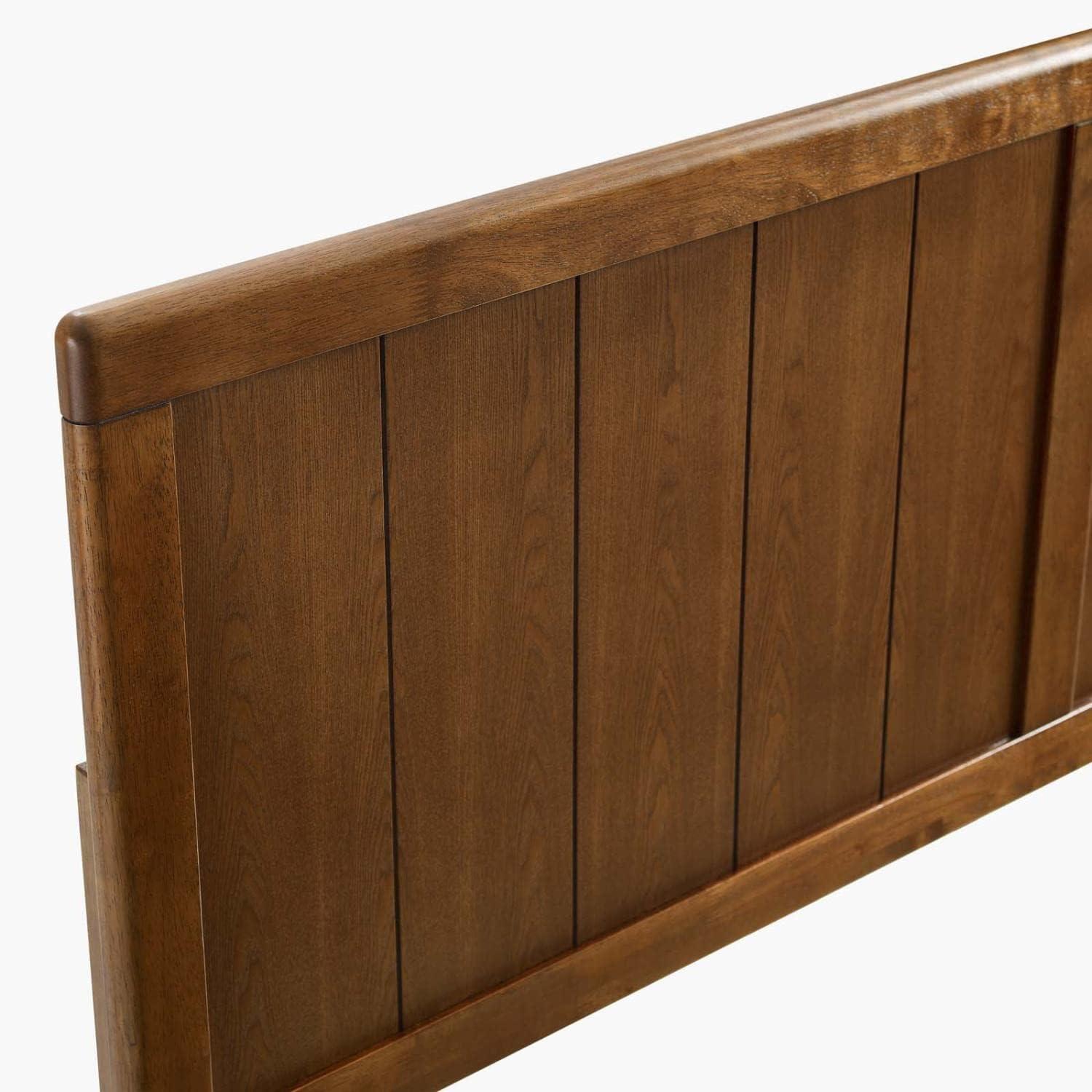 Robbie Walnut Wood King Headboard with Mid-Century Design