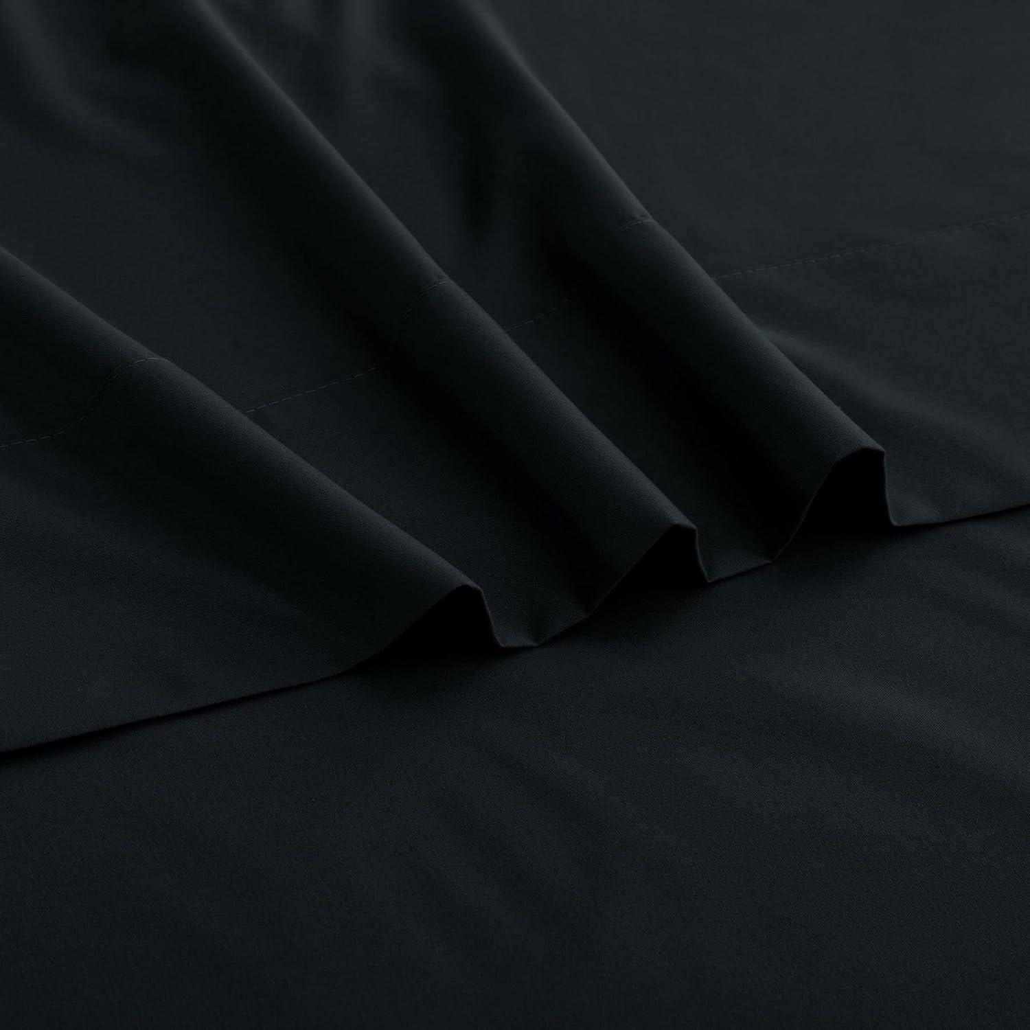 Ghooss Queen Size Sheets 4 Pieces Bed Sheet,100% Super Soft Brushed Microfiber 1800 Luxury Bedding,Deep Pocket,Wrinkle Free Fade & Stain Resistant(Black,Queen)