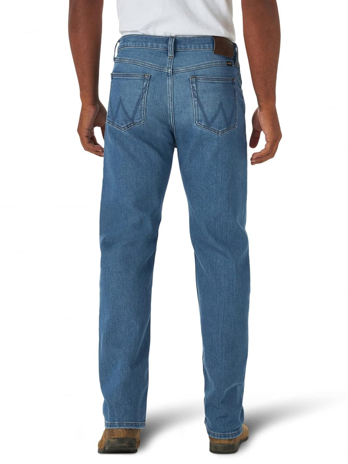 Men's Light Blue Cotton Blend Straight Leg Jeans