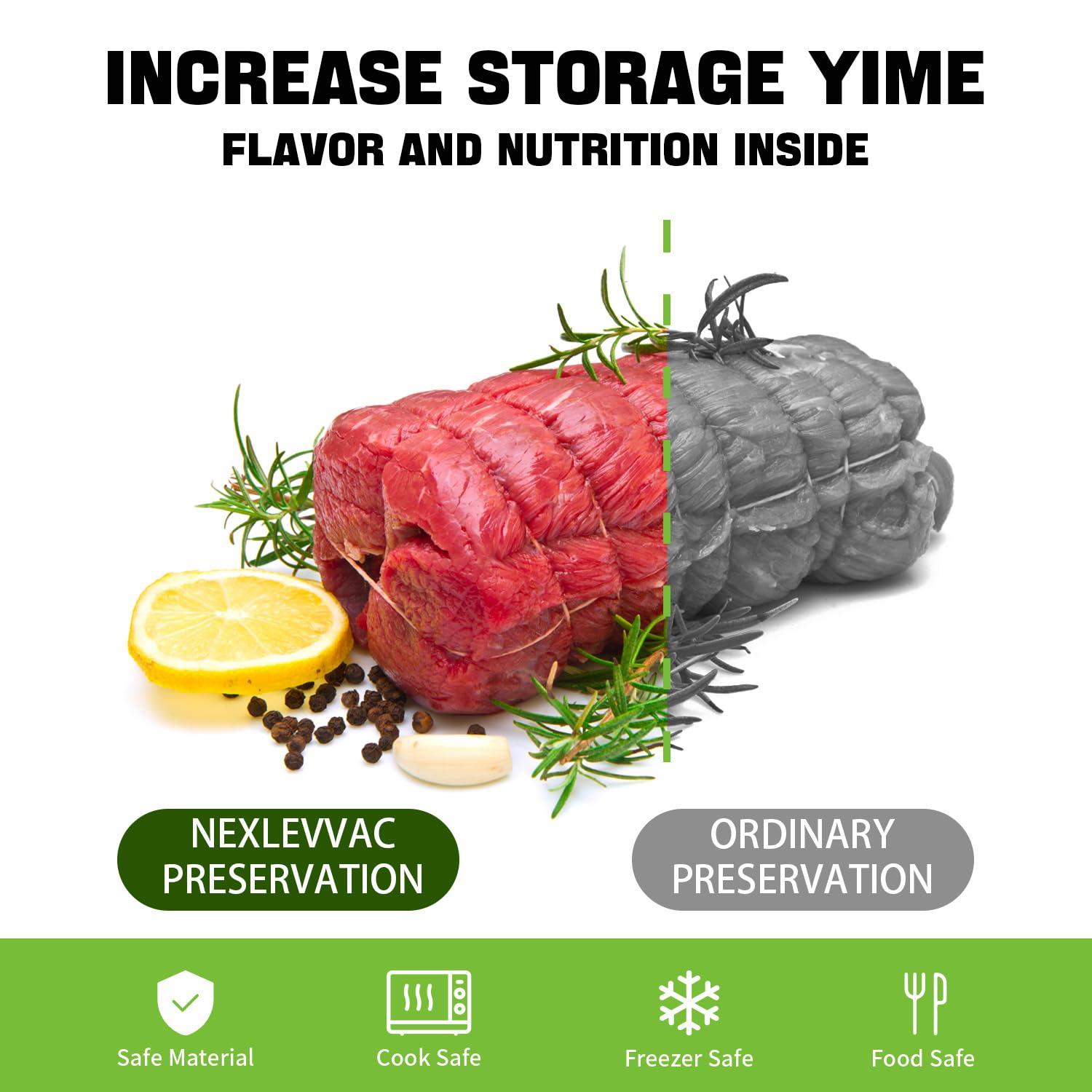 Syntus Vacuum Sealer Bags, 2 Rolls 8" x 50' Commercial Grade Bag Rolls, BPA Free Food Vac Bags for Storage, Meal Prep or Sous Vide