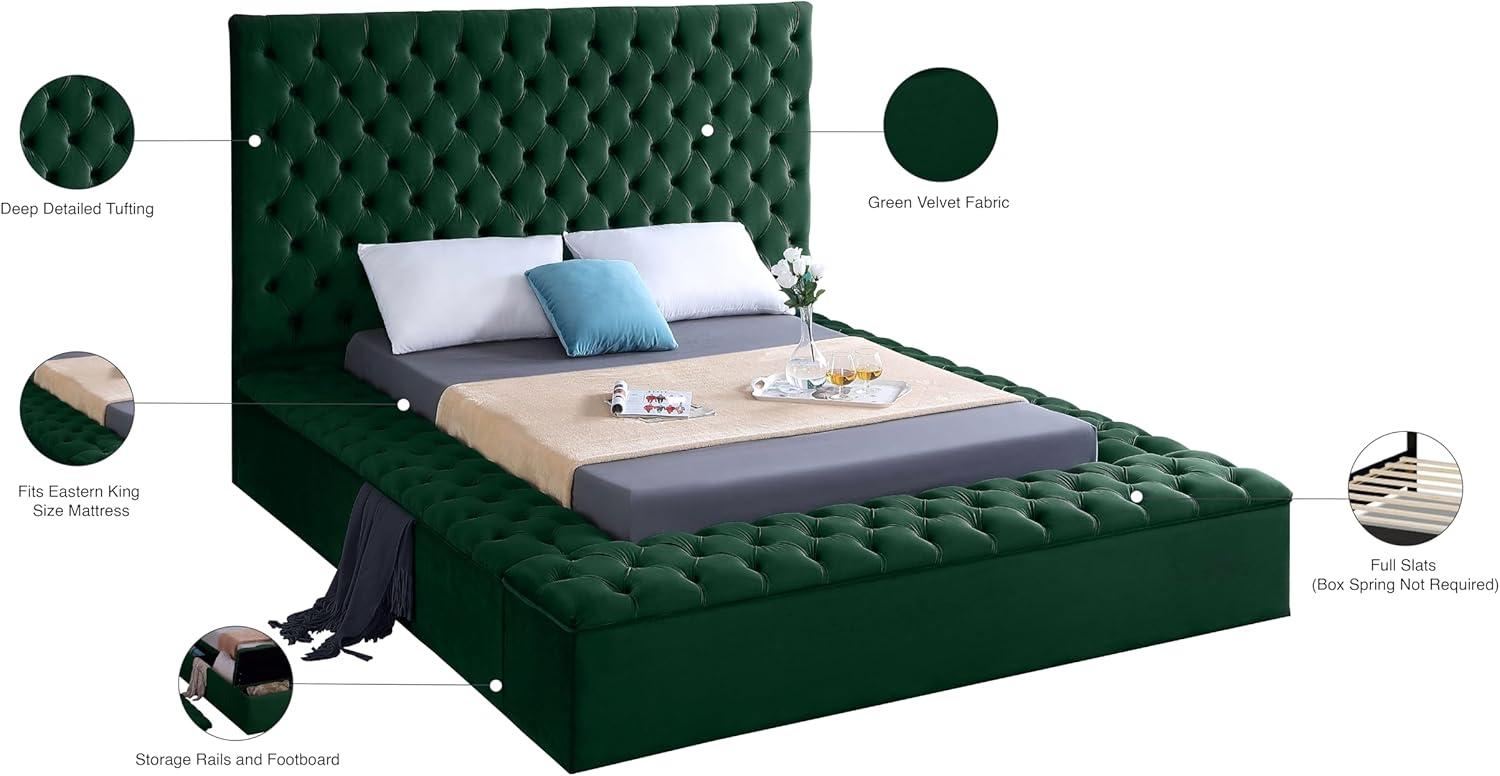 Meridian Furniture Bliss Modern Wood Storage Platform Bed, King, Green