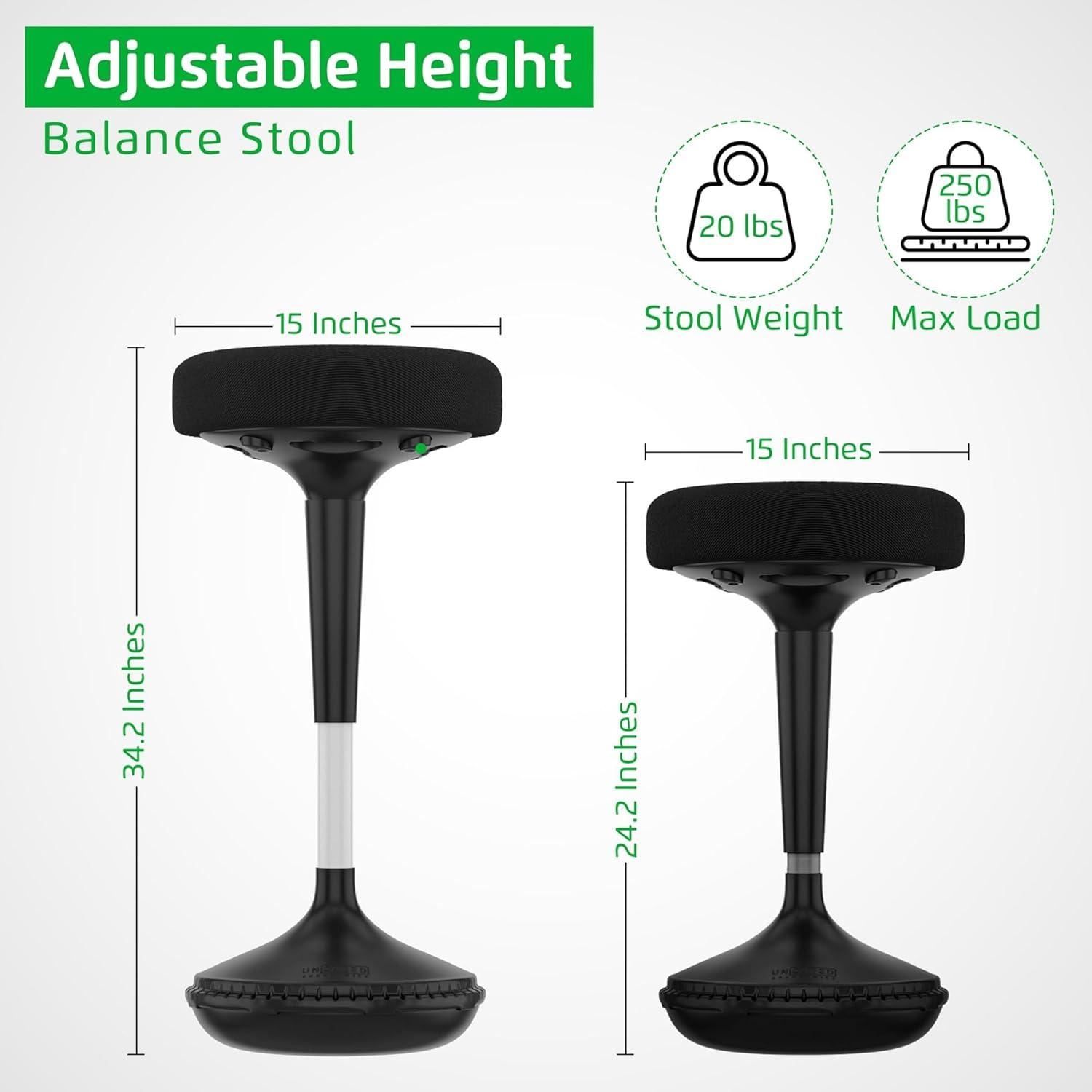 Wobble Taburete de Escritorio de Pie - Silla de Oficina Alta para Silla de Escritorio de Pie Taburetes Wobble para Asientos en el Aula Silla Addd Taburete Ajustable en Altura Taburete Activo de 23-33" para Escritorio de Pie Sillas Wobble
