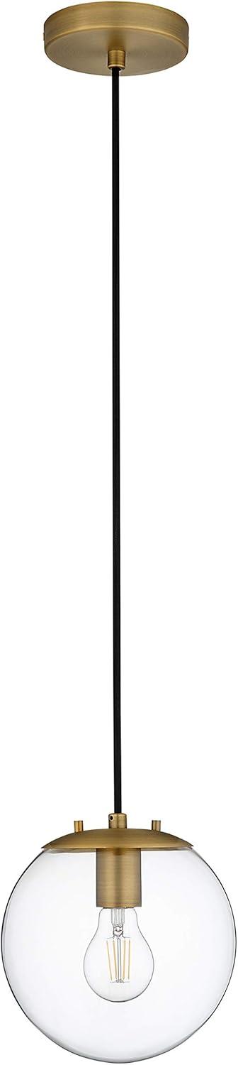 Linea di Liara Sferra Modern Large Glass Pendant Light Kitchen Island Brass Pendant Lighting Smoked Glass Globe Pendant Light Mid Century Hanging Light Fixture, LED Bulb Included, UL Listed