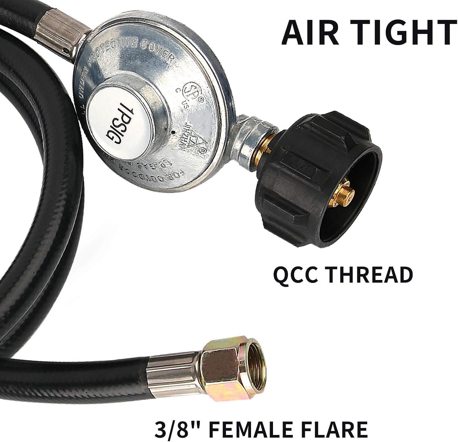 Roastove QCC1 5 ft Propane Regulator and Hose Gas Line Connector