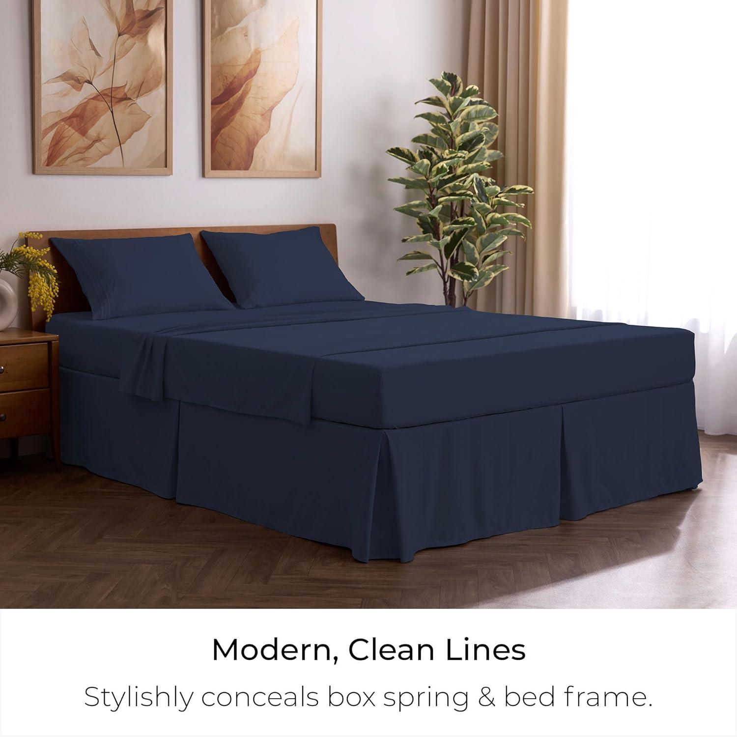 Nautica Solid Bedskirt 100% Cotton Fitted 15" Bed Skirt