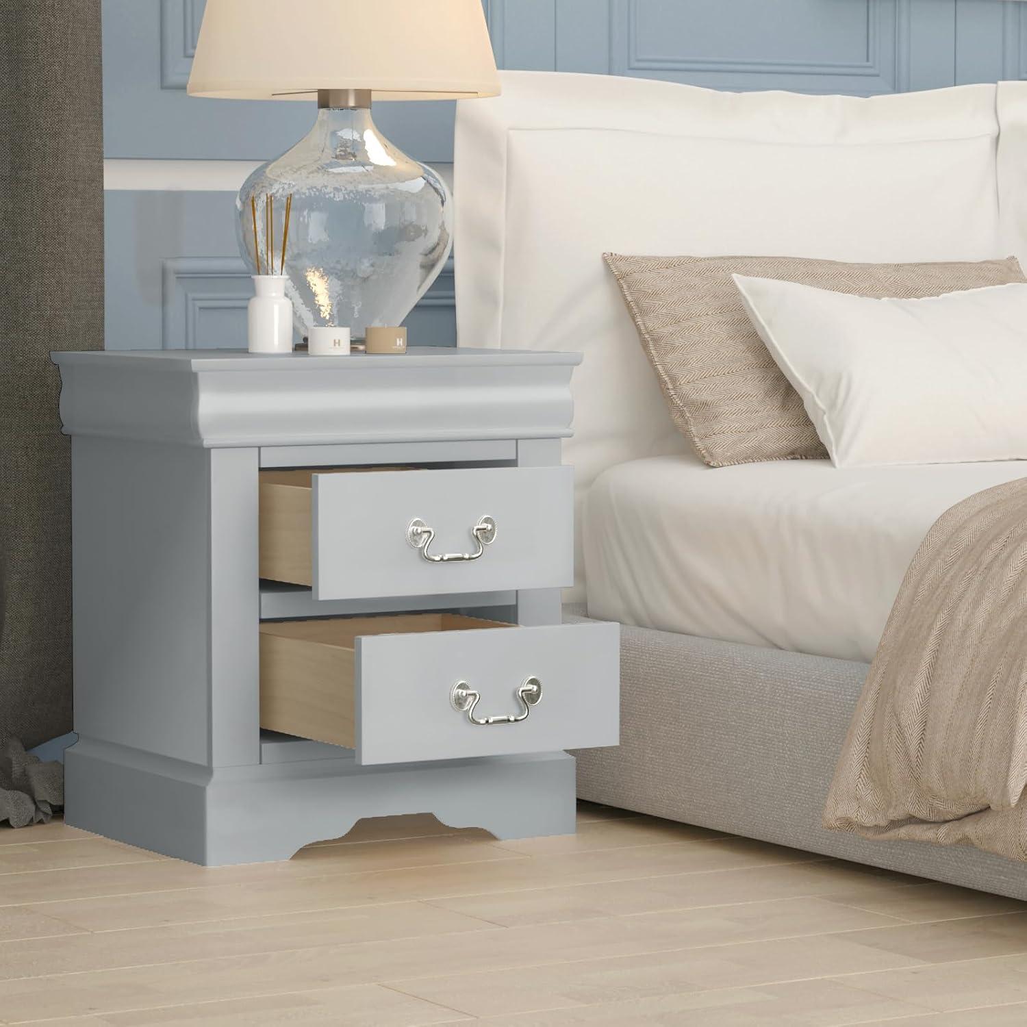 ACME Louis Philippe III Nightstand - Platinum - 24 x 22 x 16 in.