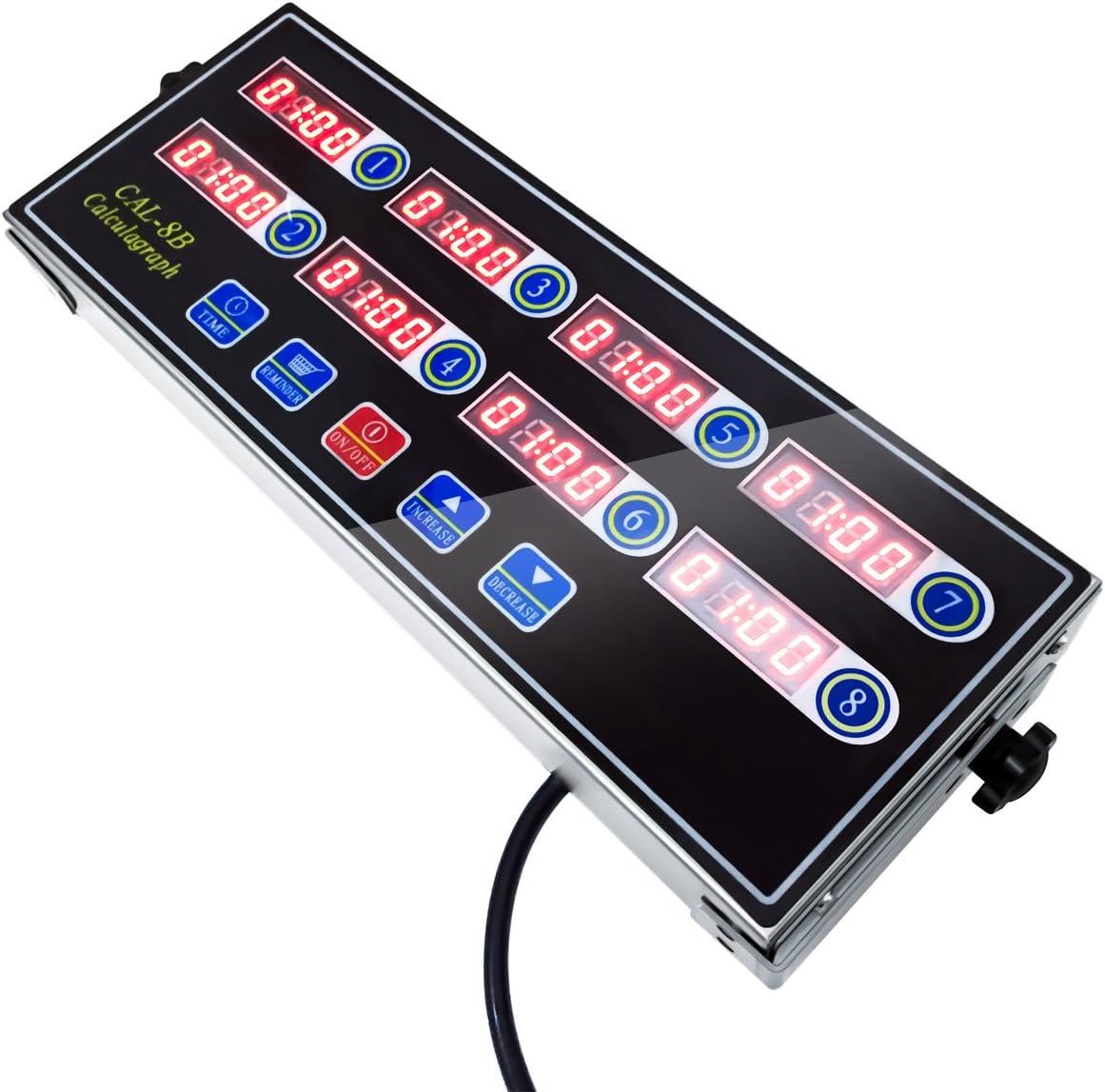 Stainless Steel 8-Channel Digital Kitchen Timer with LED Display