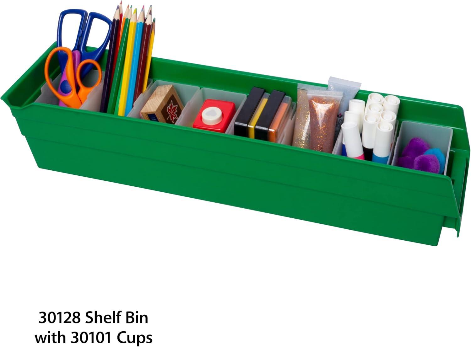 Green Plastic Nesting Shelf Bins for Storage, 18-Inch, 12-Pack