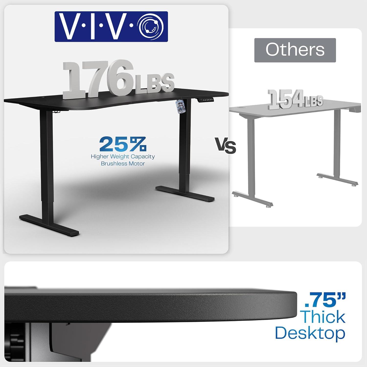 VIVO Electric 63” x 32” Standup Desk, Dark Gray Table Top, Black Frame
