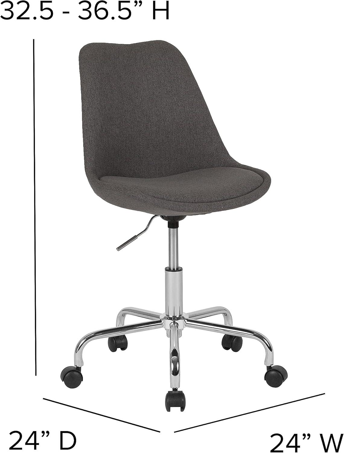 Mid-Back Dark Gray Fabric Swivel Task Office Chair with Chrome Base