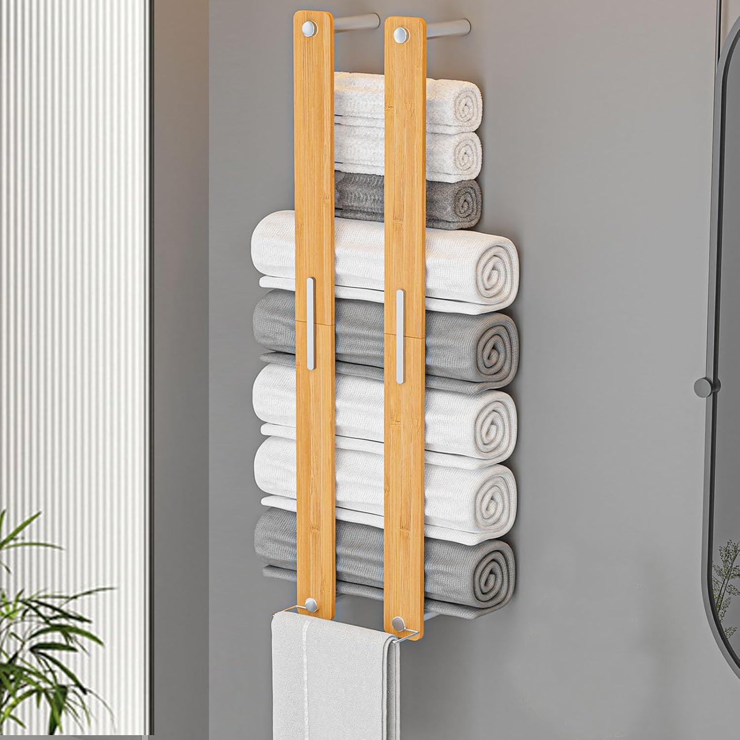 Wood 2 Wall Towel Rack