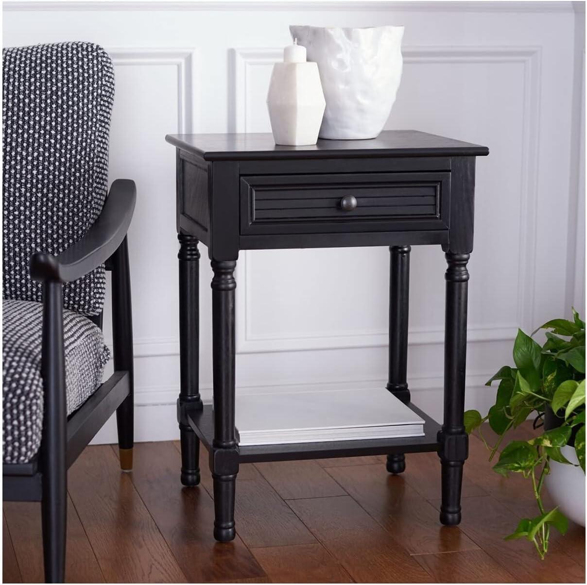 Tate 1 Drawer Accent Table - Black - Safavieh.