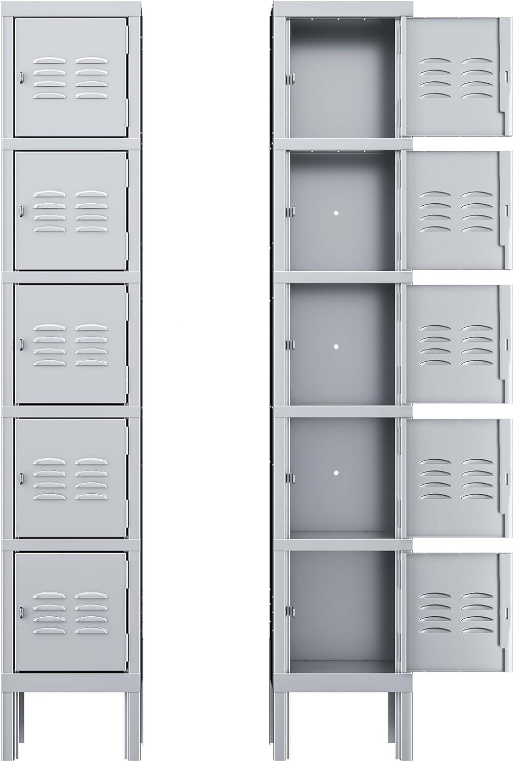 INTERGREAT Storage Locker for Employee,Office,Metal Gym Locker with 3 Door,Steel Grey Locker Cabinet Organization for School, Free Standing