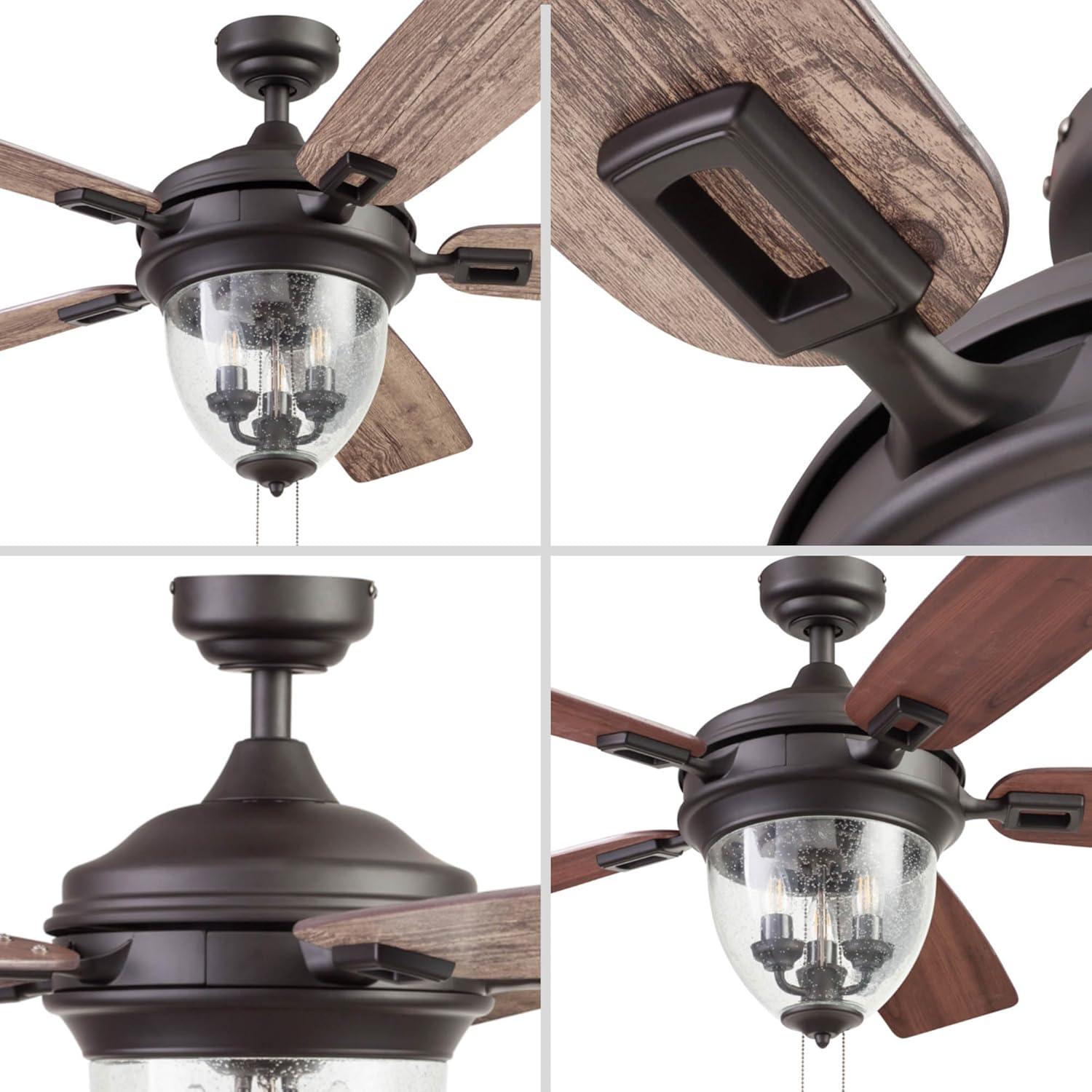 Glencrest 52" 5 Blade Damp Rated Ceiling Fan LED Light Kit Included