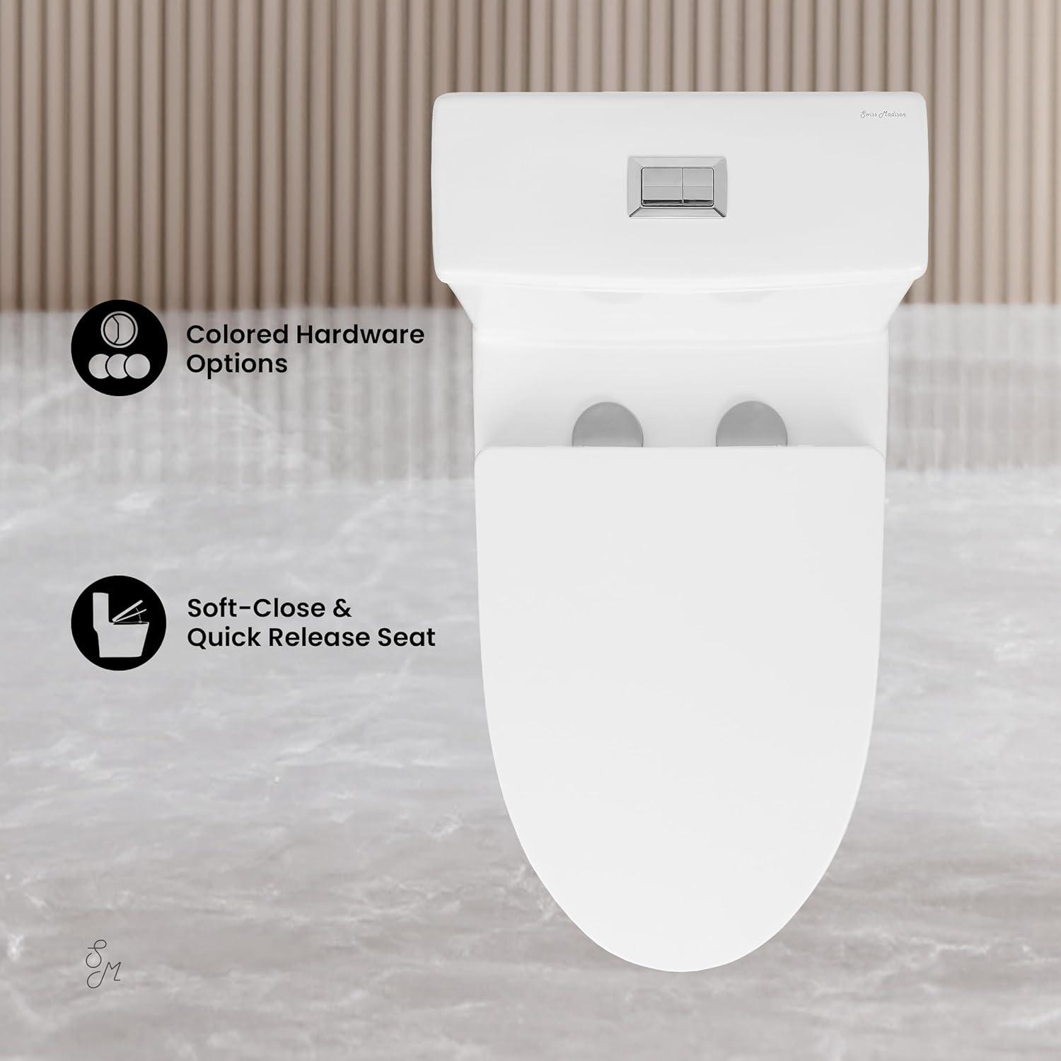 Glossy White Elongated Ceramic Dual Flush Toilet