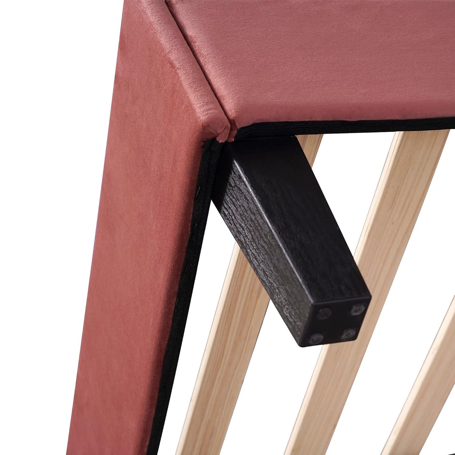 Harper & Bright Designs Full Size Upholstered Platform Bed Frame with Flower Pattern Velvet Headboard, Bean paste red