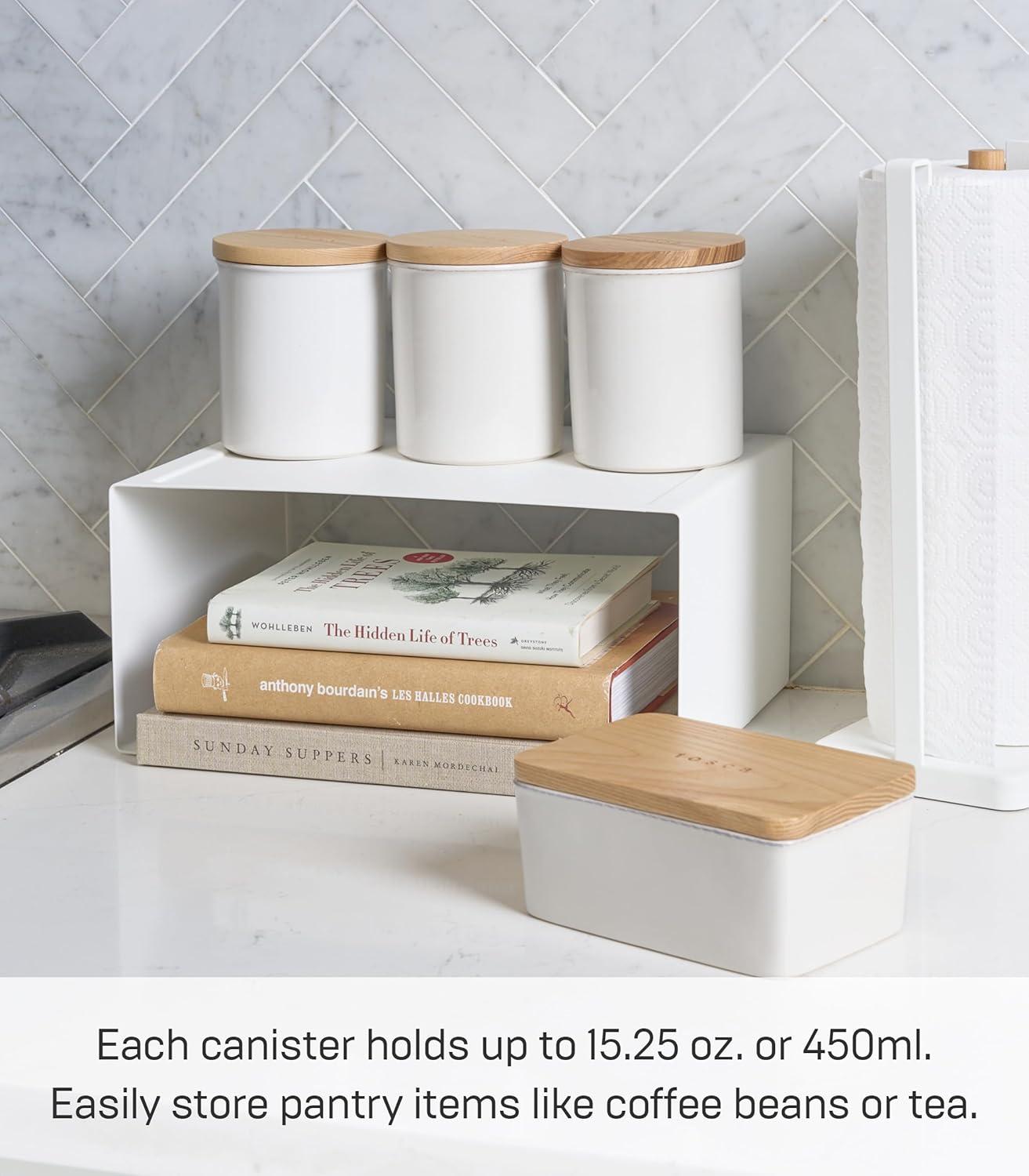 Tosca Yamazaki Home Ceramic Canister, Dry Food Kitchen Storage Container, Plain, 15.25 oz. Airtight