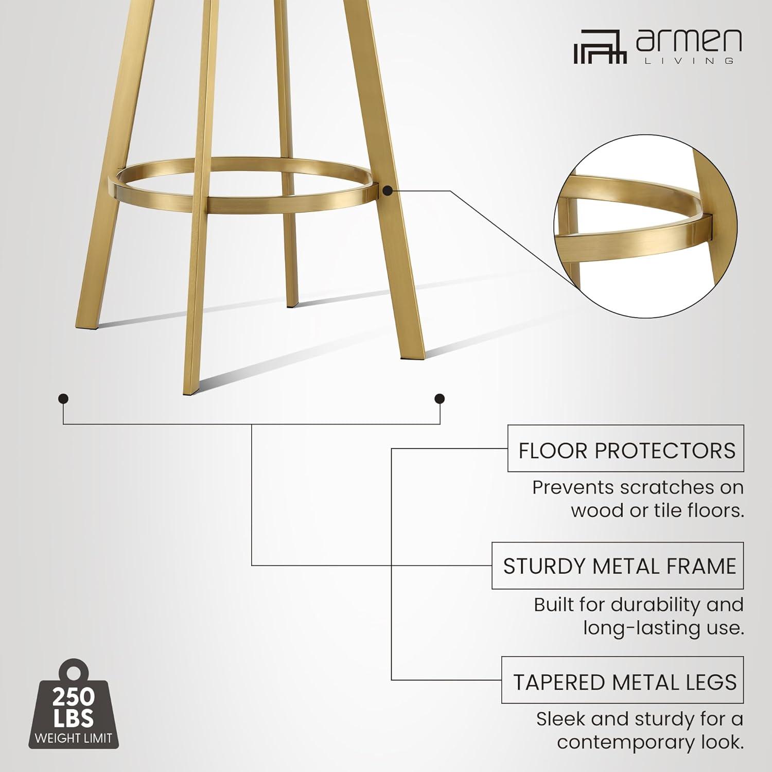 Chelsea 26" Swivel Counter Stool with Gold Brushed Stainless Steel and Taupe Fabric