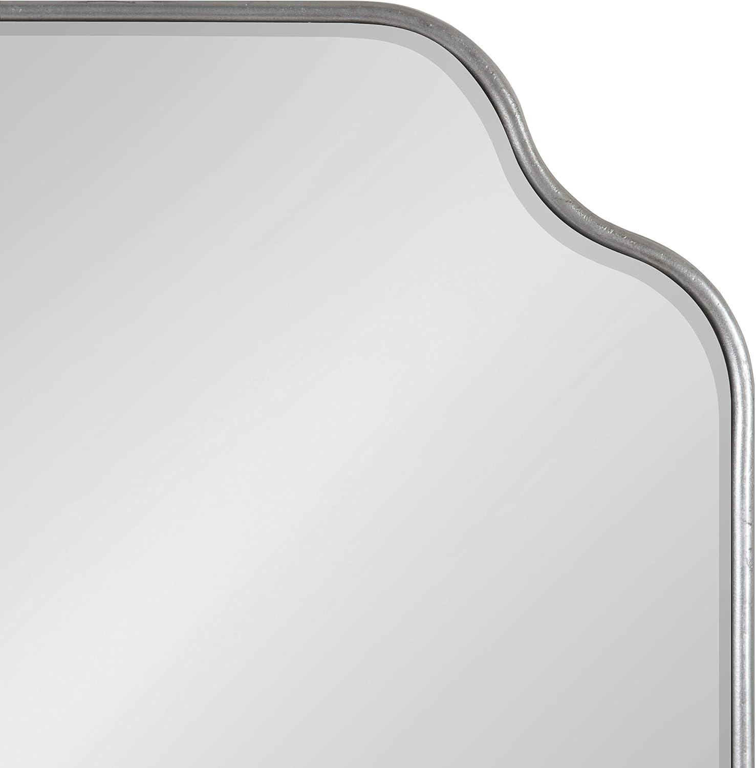 Kate and Laurel Plumley Glam Scalloped Wall Mirror, 18 x 24, Silver, Transitional Mirror Wall Decor