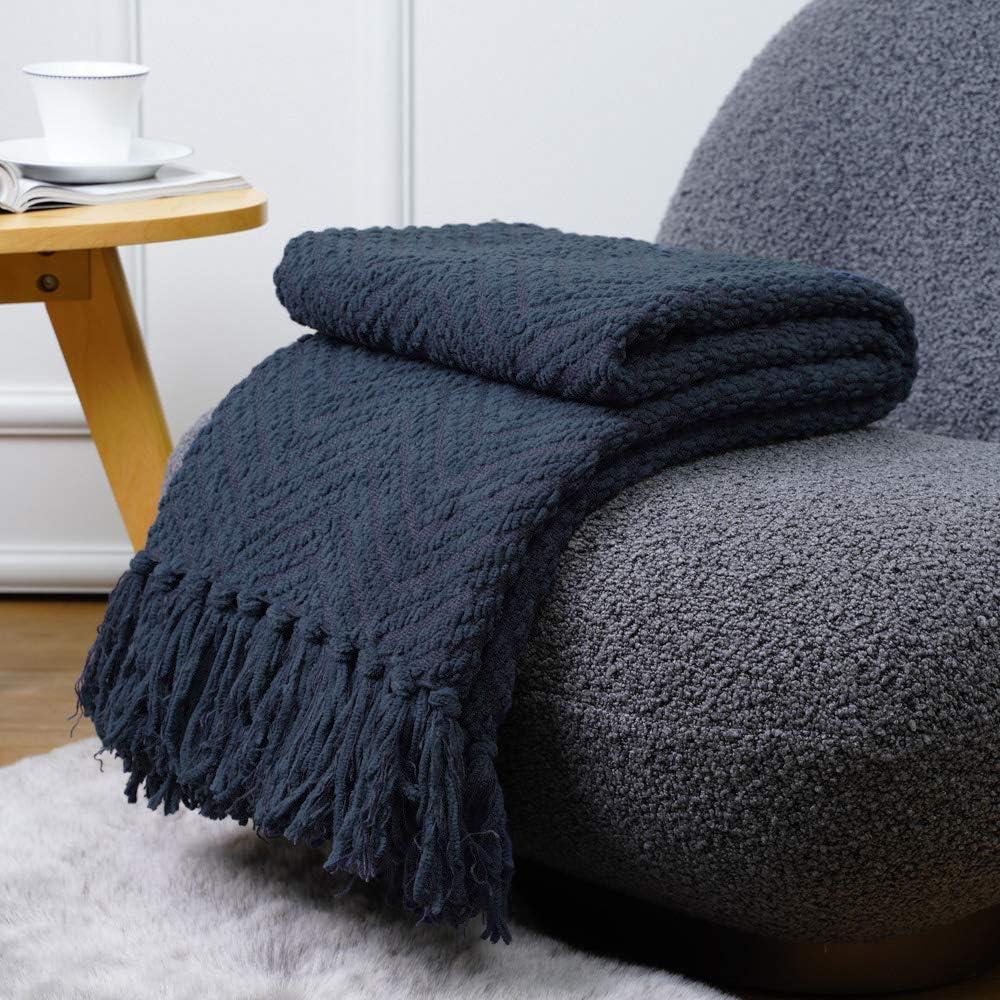 Battilo Home Throw Blanket for Couch, Super Soft Cozy Warm Throws for Twin Bed, Knit Woven Chenille Blanket Versatile for Sofa Bedroom Home Decor
