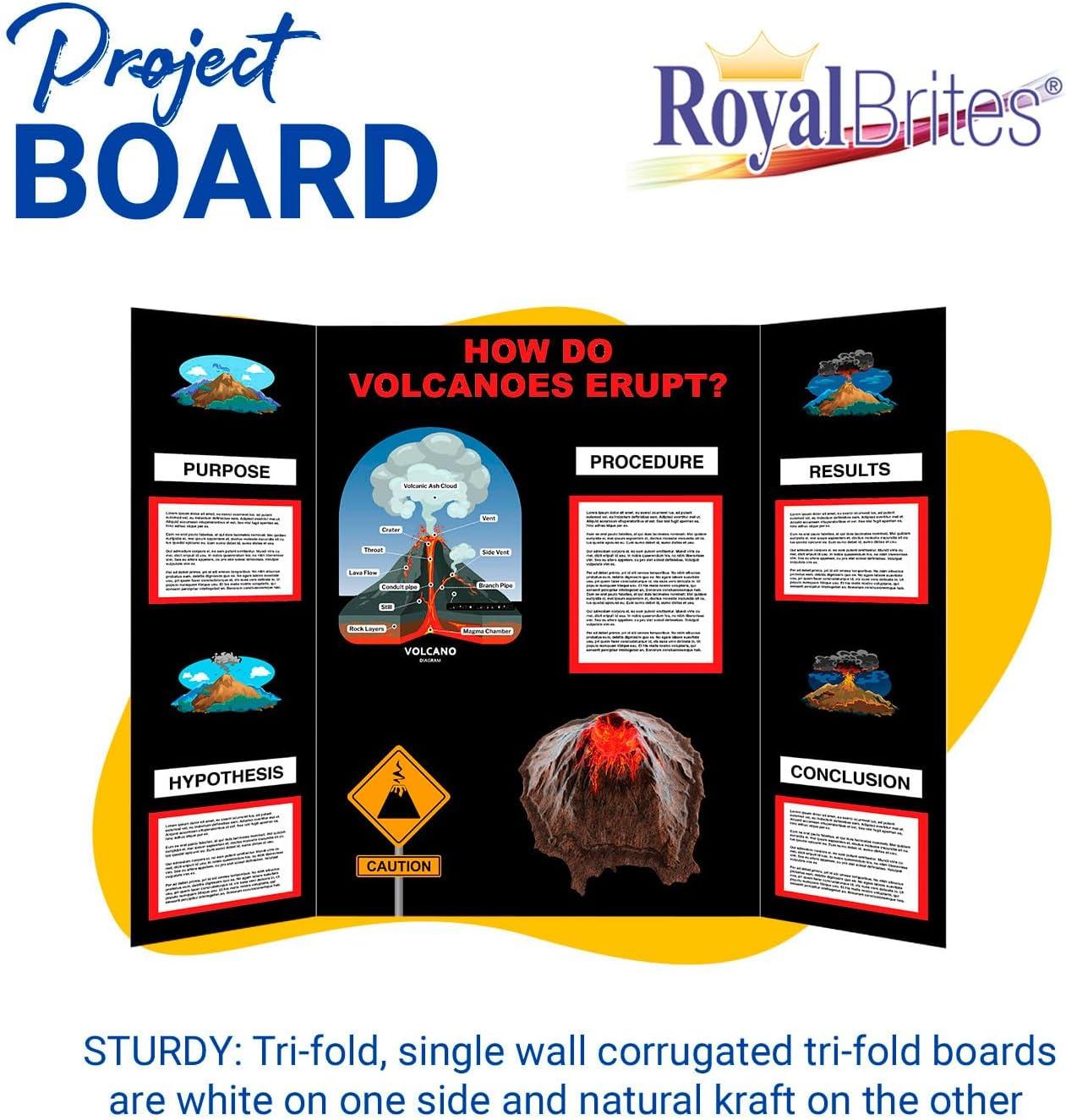 Black/Kraft Corrugated Tri-Fold Project Display Board 36" x 48", Pack of 12