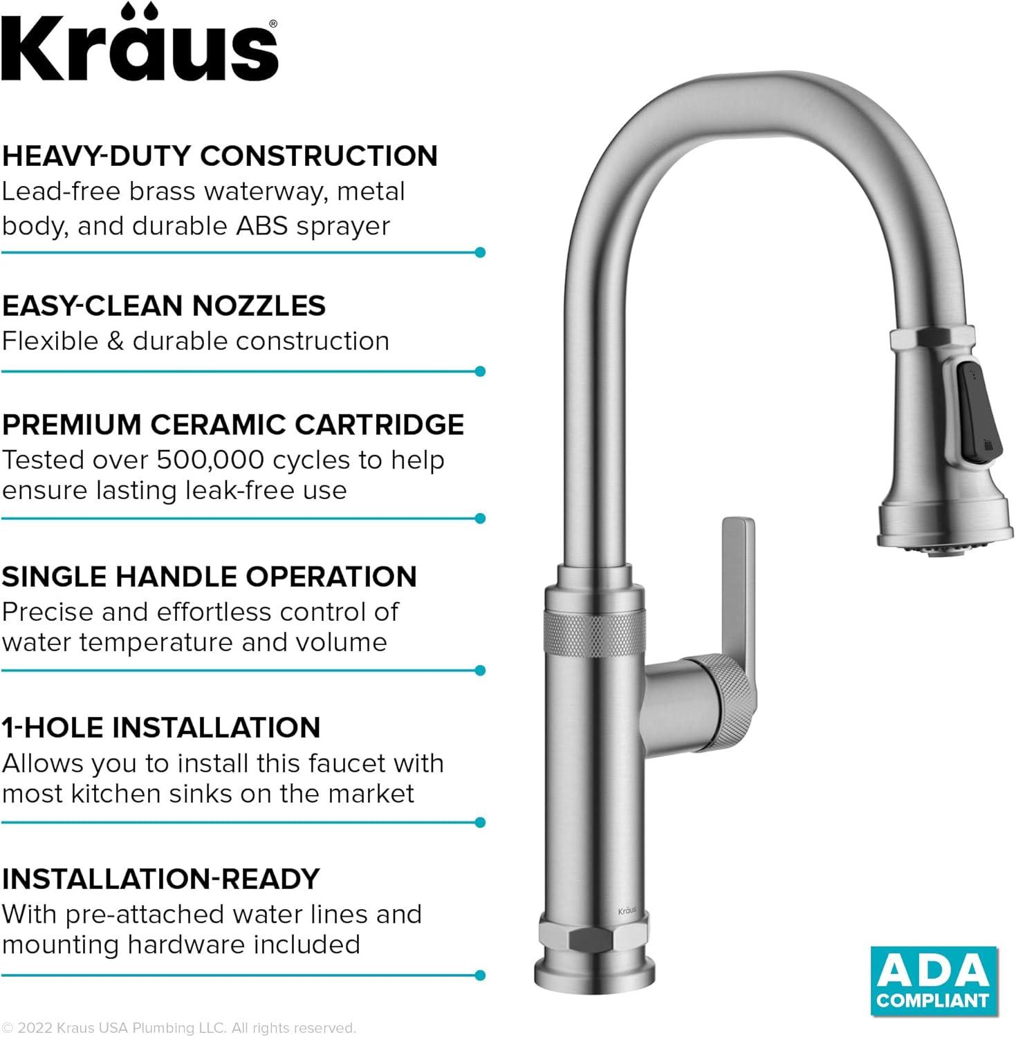 KRAUS Allyn Industrial Pull-Down Single Handle Kitchen Faucet