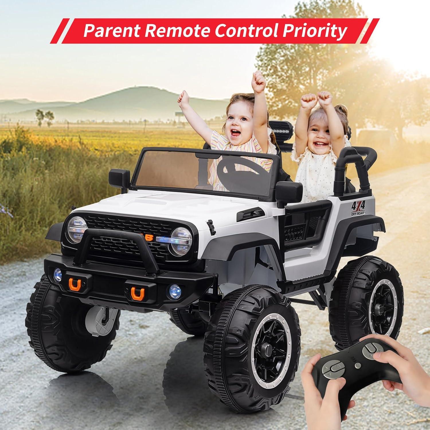 Yesfashion 24V Kids large Jeep 2 Seats SUV Ride on Car Ride on Truck with Remote Control, Electric 4*45W Motors Ride on Toys, with LED Light,Music,USB