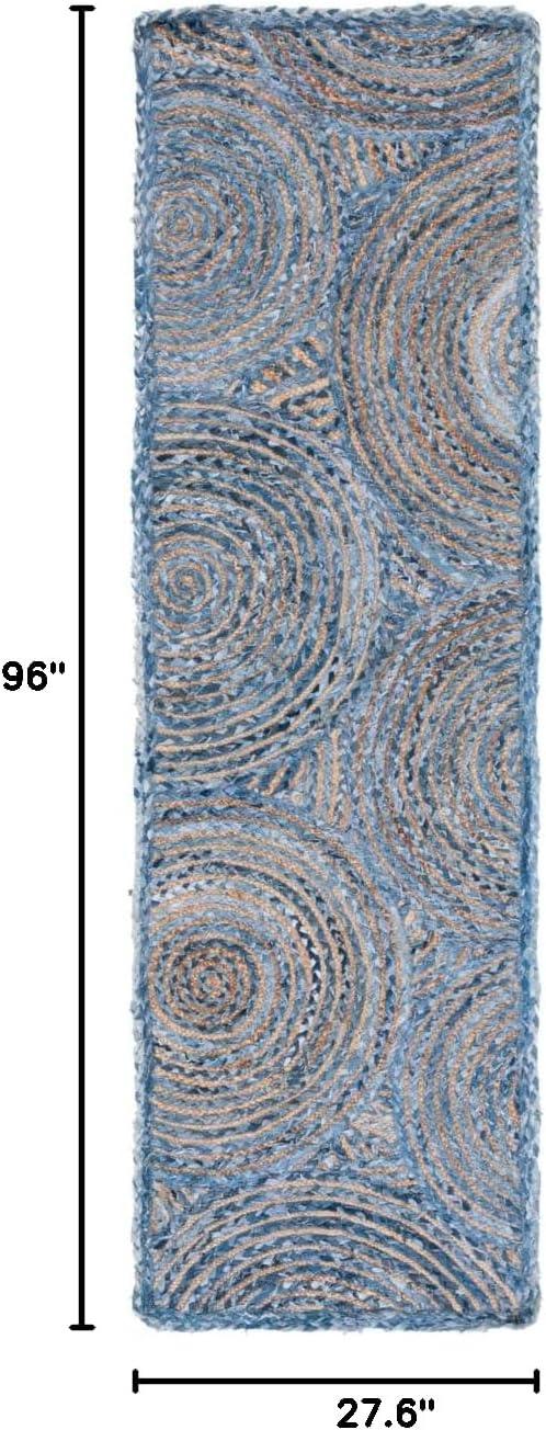SAFAVIEH Cape Cod Bora Geometric Runner Rug, Blue/Natural, 2'3" x 8'