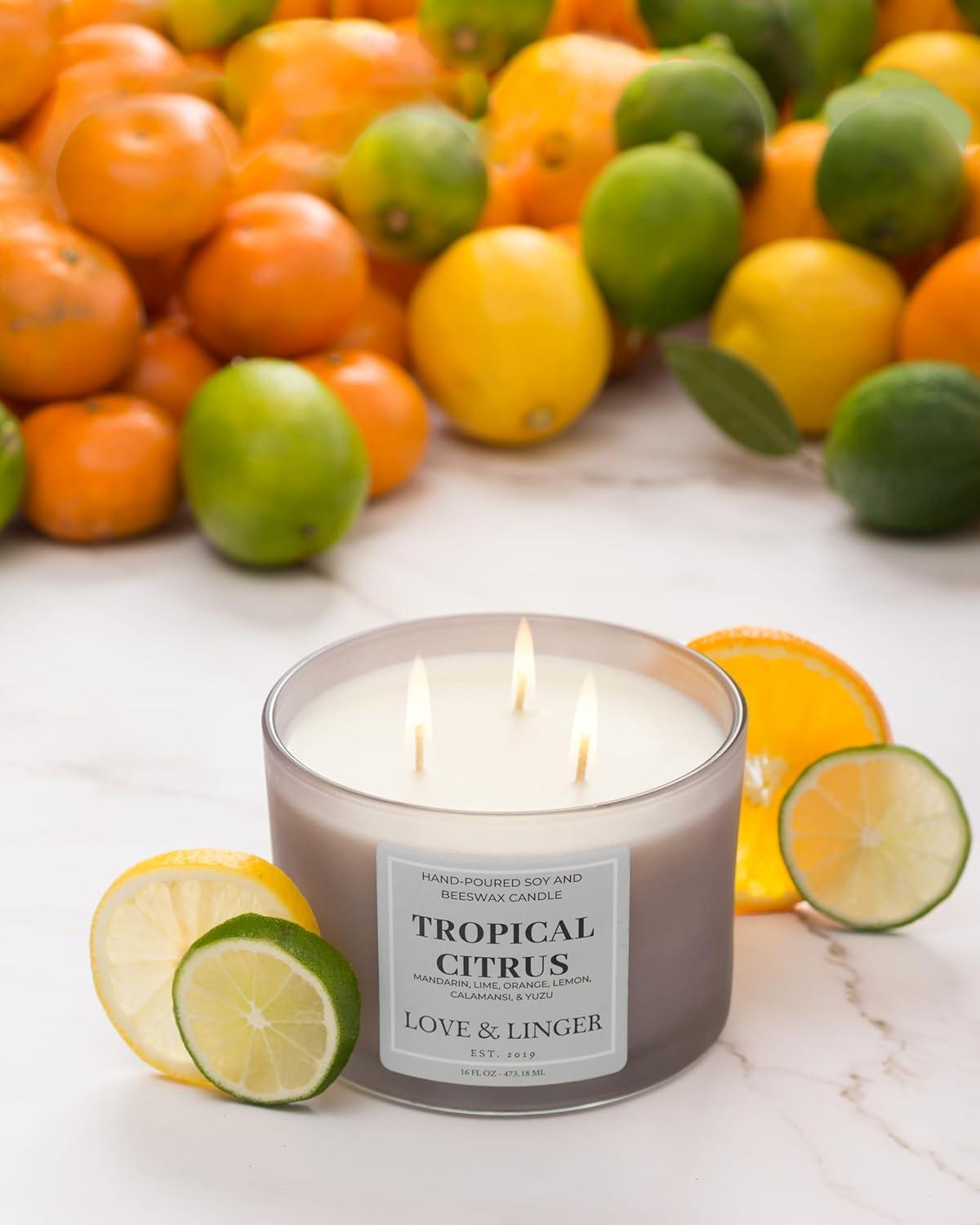 Tropical Citrus Frosted Grey Soy and Beeswax Candle