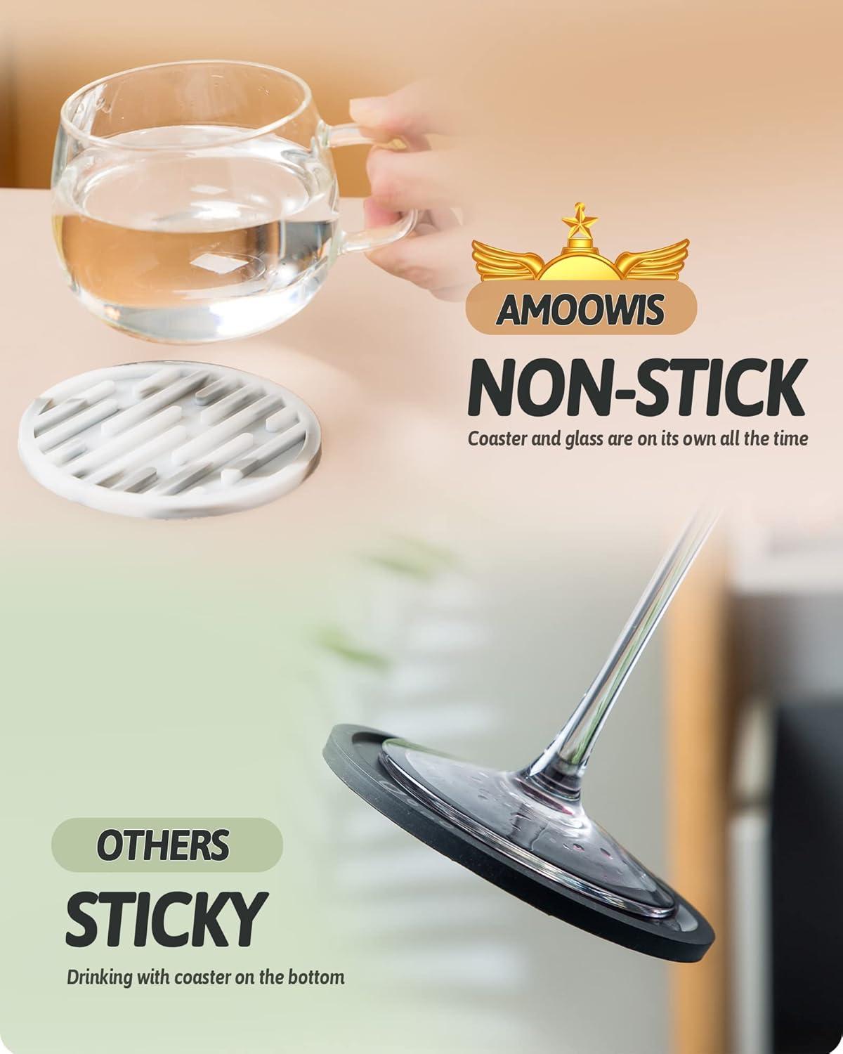 Silicone Coasters for Drinks Set of 6 with Holder - Waterproof Non-Slip Reusable Coaster Mats, Durable Cup Coasters for Table, Bar, Office, Kitchen (6-Pack), Christmas, Thanksgiving Gifts