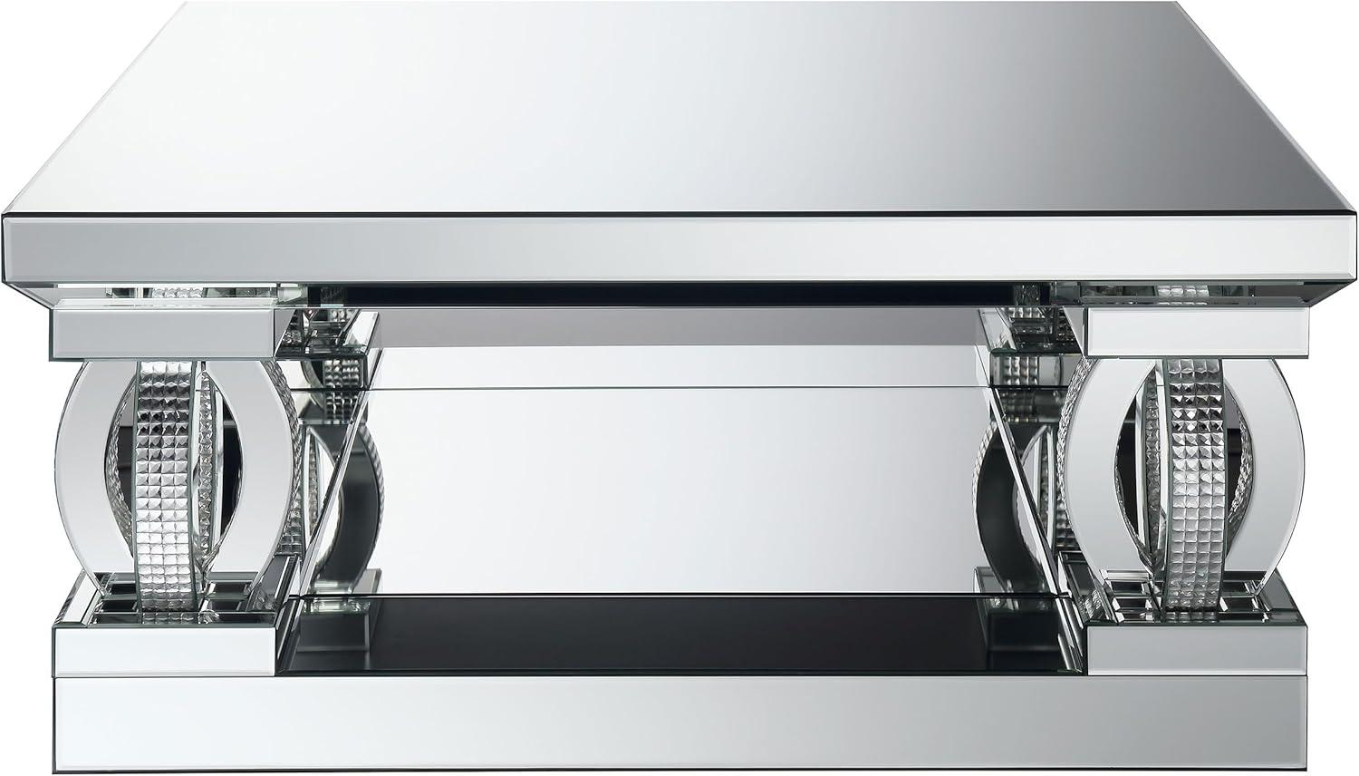 Coaster Amalia Square Modern Mirrored Glass Coffee Table in Silver