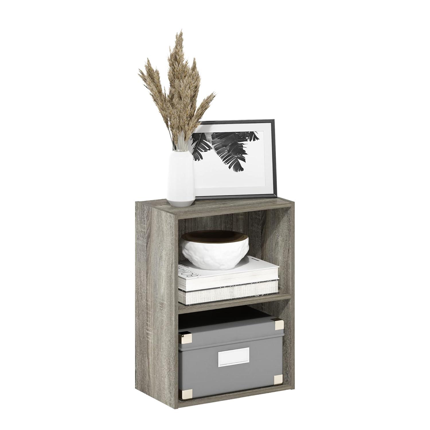 Furinno 2 Cube Storage Bookcase Multi-functional Dispaly Bookshelf Cabinet Furniture,French Oak