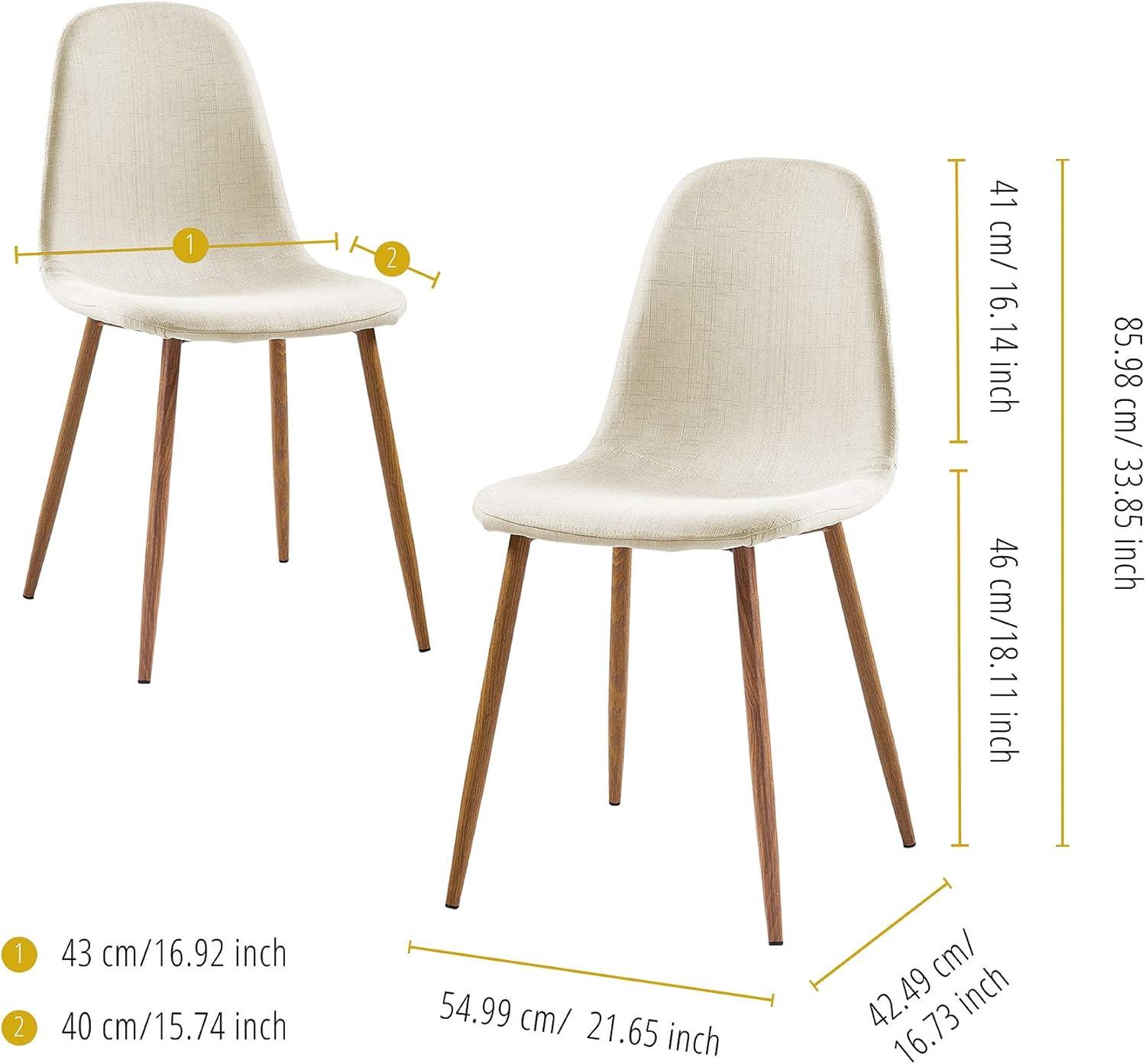 Set of 2 Minimalista Fabric Chairs White/Natural - Teamson Home