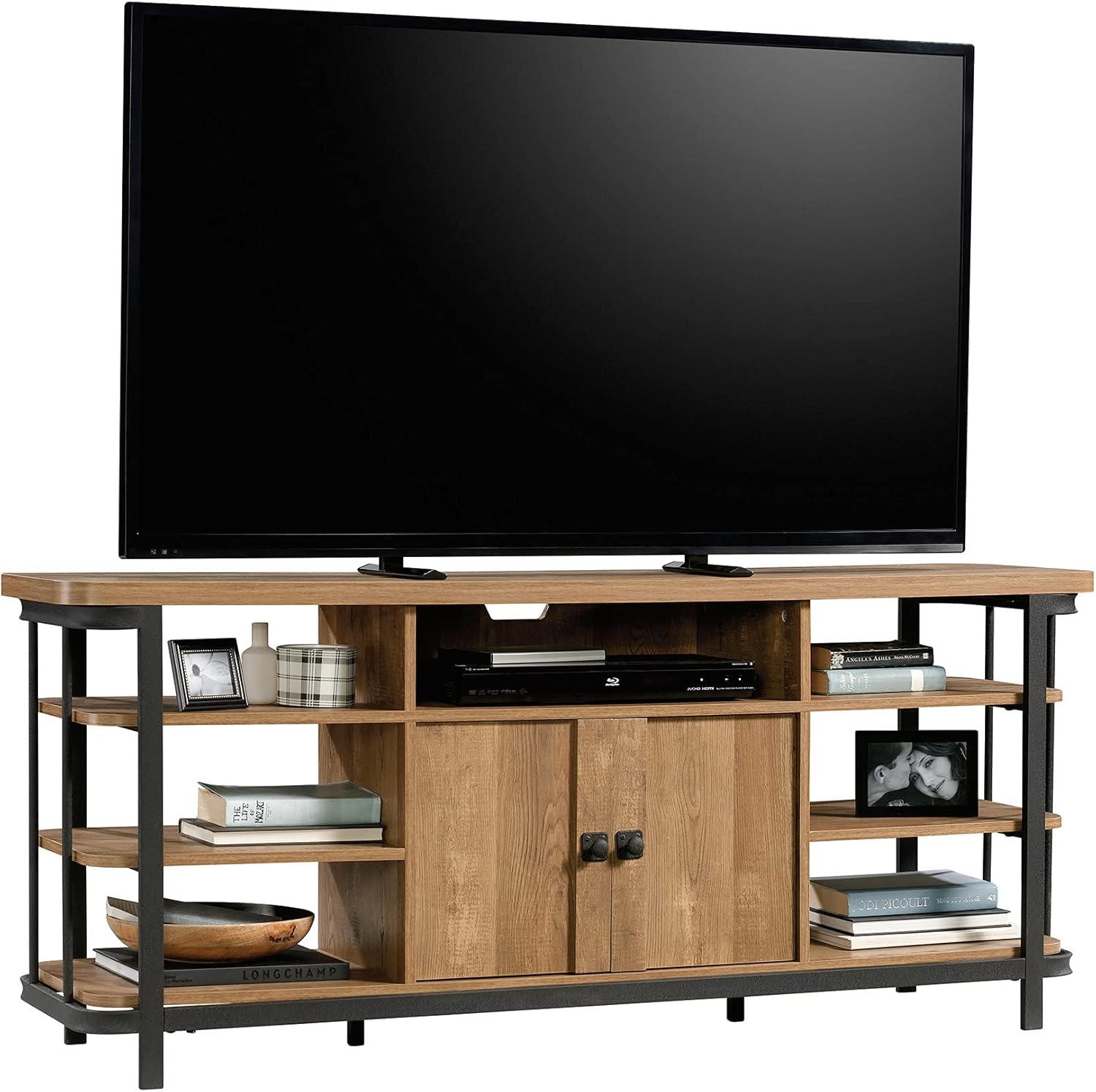 Sauder Station House TV Stand with Storage for TVs Up to 65", Etched Oak Finish