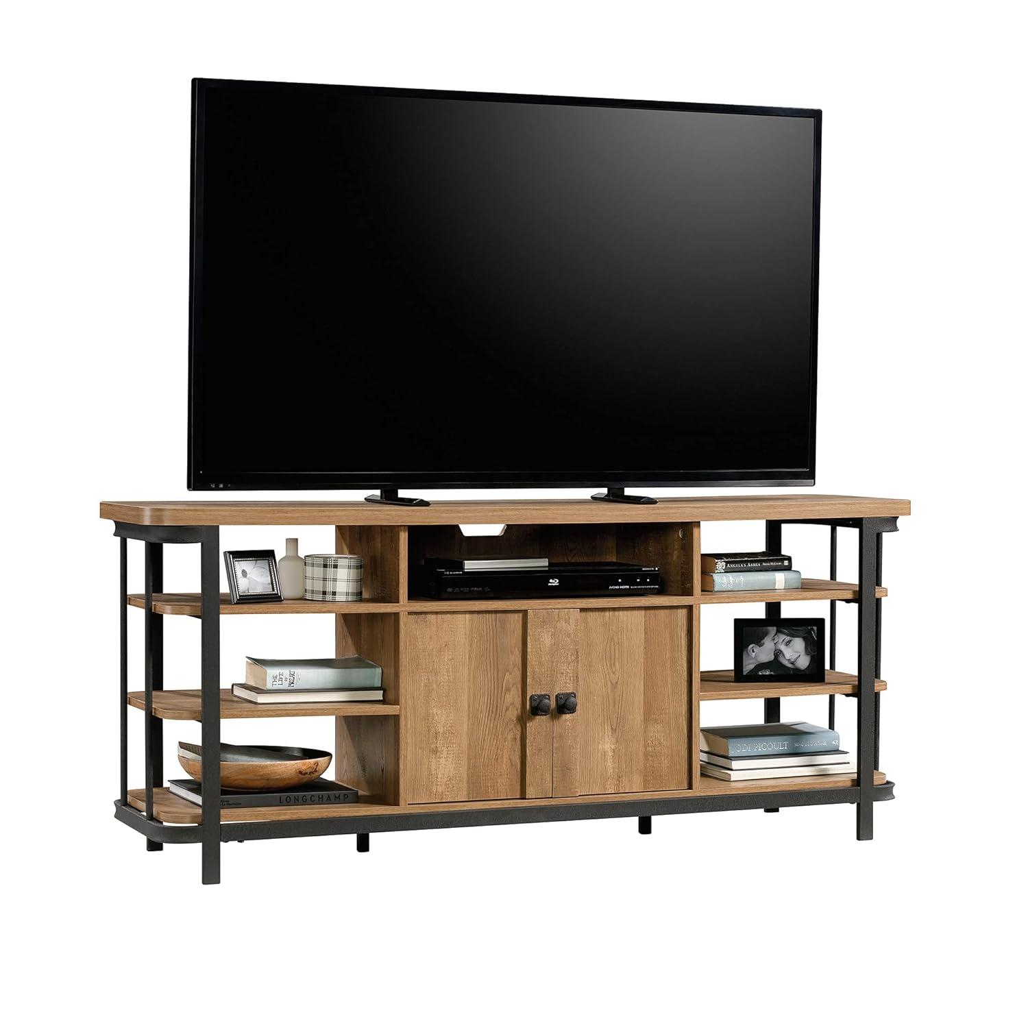 Sauder Station House TV Stand with Storage for TVs Up to 65", Etched Oak Finish