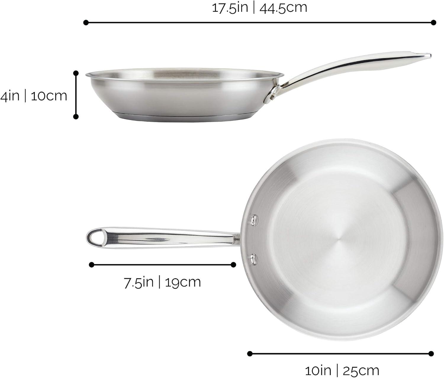 Rachael Ray Rachael Ray Professional Stainless Steel Induction Frying Pan / Skillet, 10 Inch, Silver