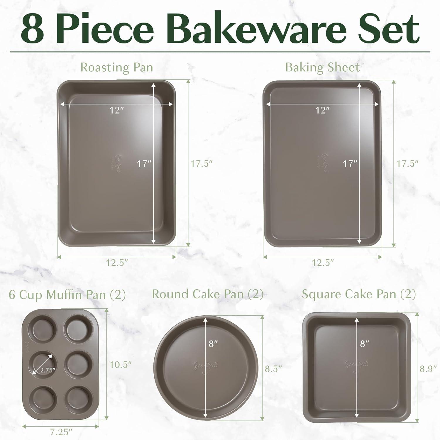 Terracotta and Gray Nonstick 8-Piece Stackable Bakeware Set