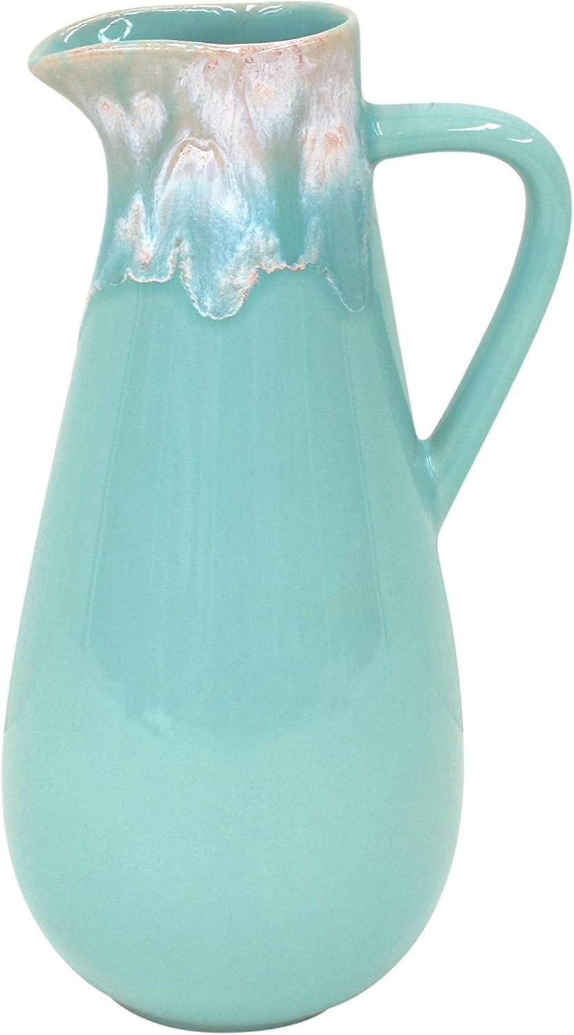 Aqua Ceramic Stoneware 56 oz. Pitcher with Reactive Glaze