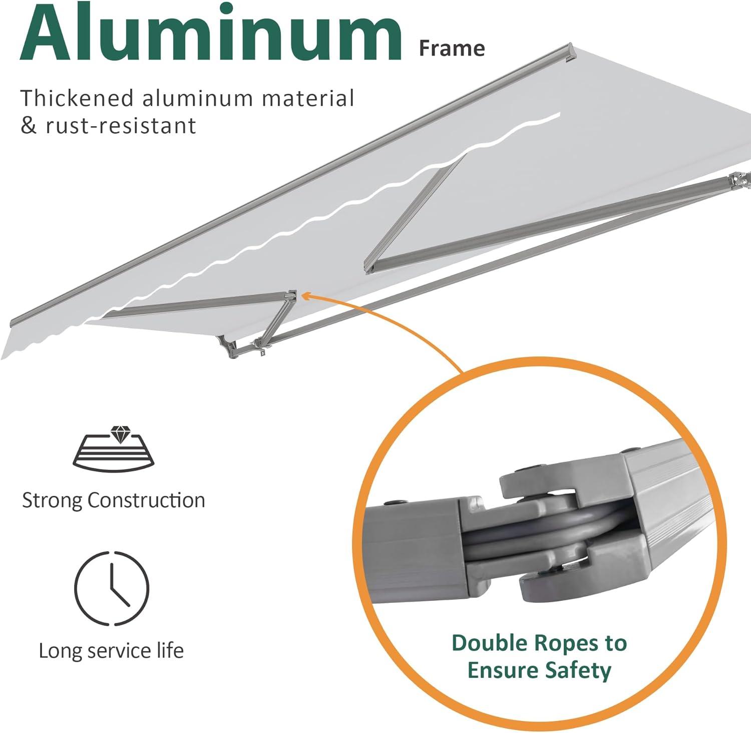 Macrout Patio Awning 10x8 Feet Sunshade Canopy for Manual Retractable Awnings, 4627 (Dark Grey)