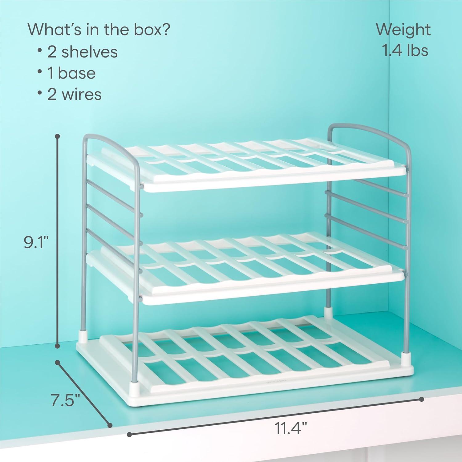 YouCopia UpSpace 3 Shelf Bottle Organizer: Water Bottle Storage Rack, Multi-Compartment, Non-Slip, Freestanding, White