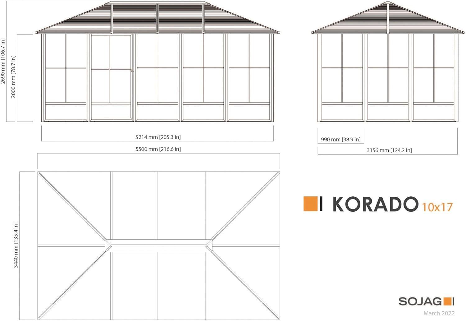 Sojag 10 Ft. W x 17 Ft. D Aluminum Patio Gazebo