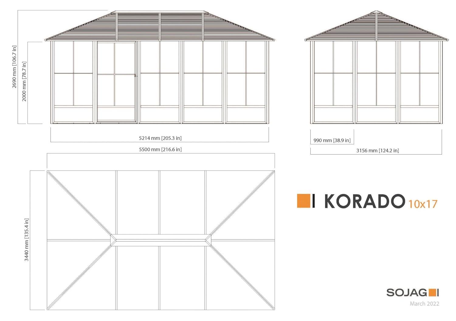 Sojag 10 Ft. W x 17 Ft. D Aluminum Patio Gazebo