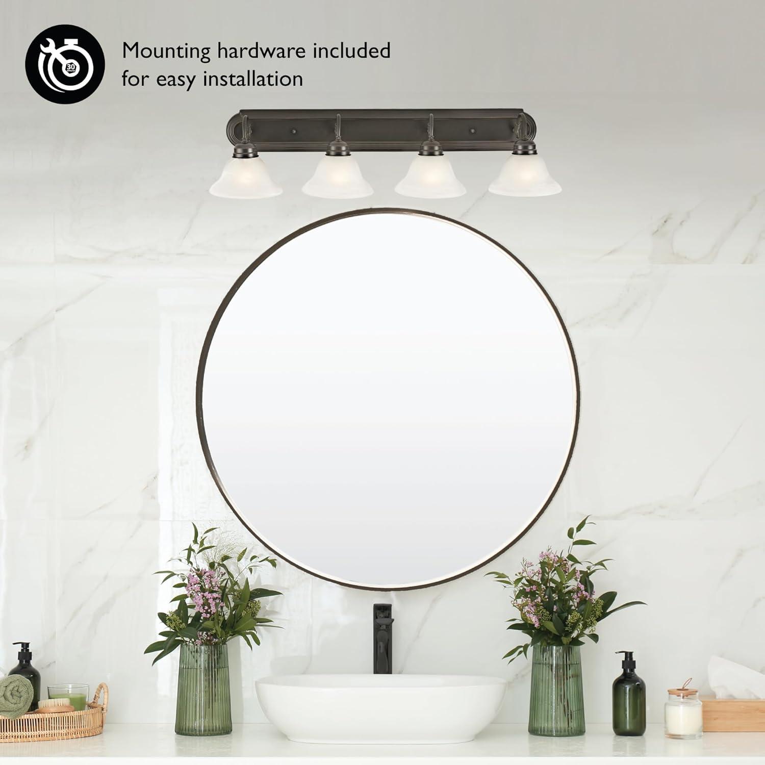 Design House Millbridge 4-Light Dimmable Vanity Light with Frosted Glass, Bronze