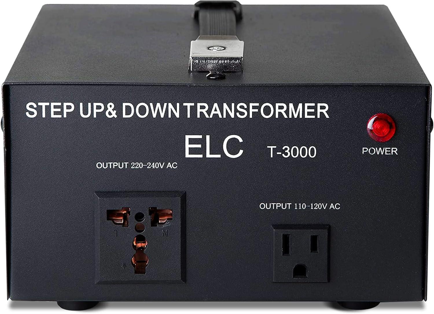 ELC T Series 3000+ Watt Voltage Converter Transformer - Step Up/Down - 110v to 220v / 220v to 110v Power Converter - Circuit Breaker Protection, CE Certified [3-Years Warranty]