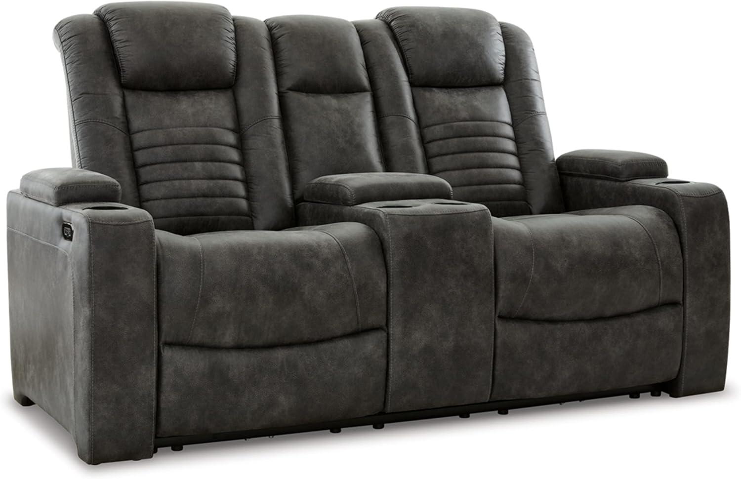 Storm Faux Leather Reclining Loveseat with Cup Holder