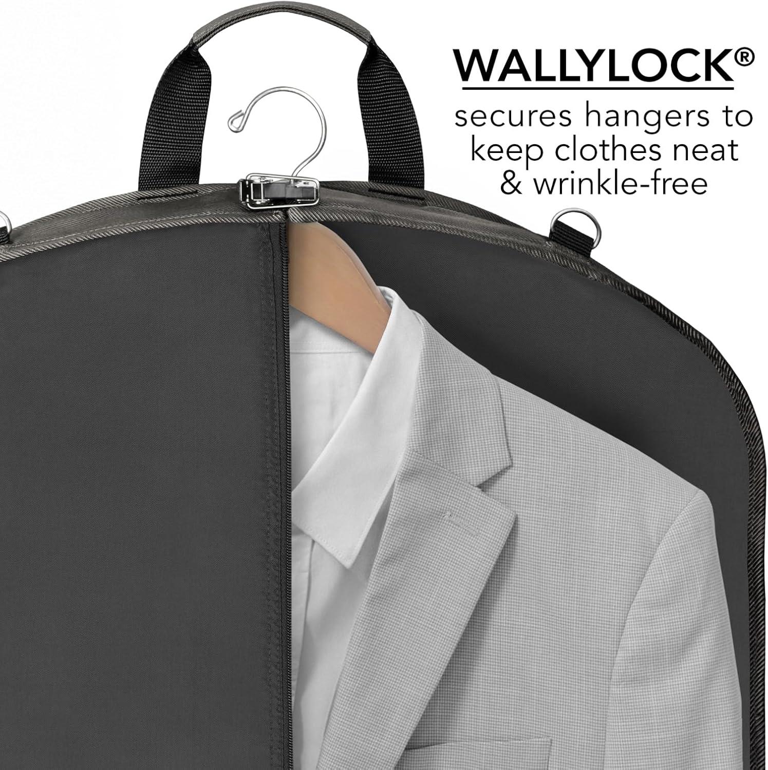 WallyBags 42" Premium Travel Garment Bag With Shoulder Strap, Grey