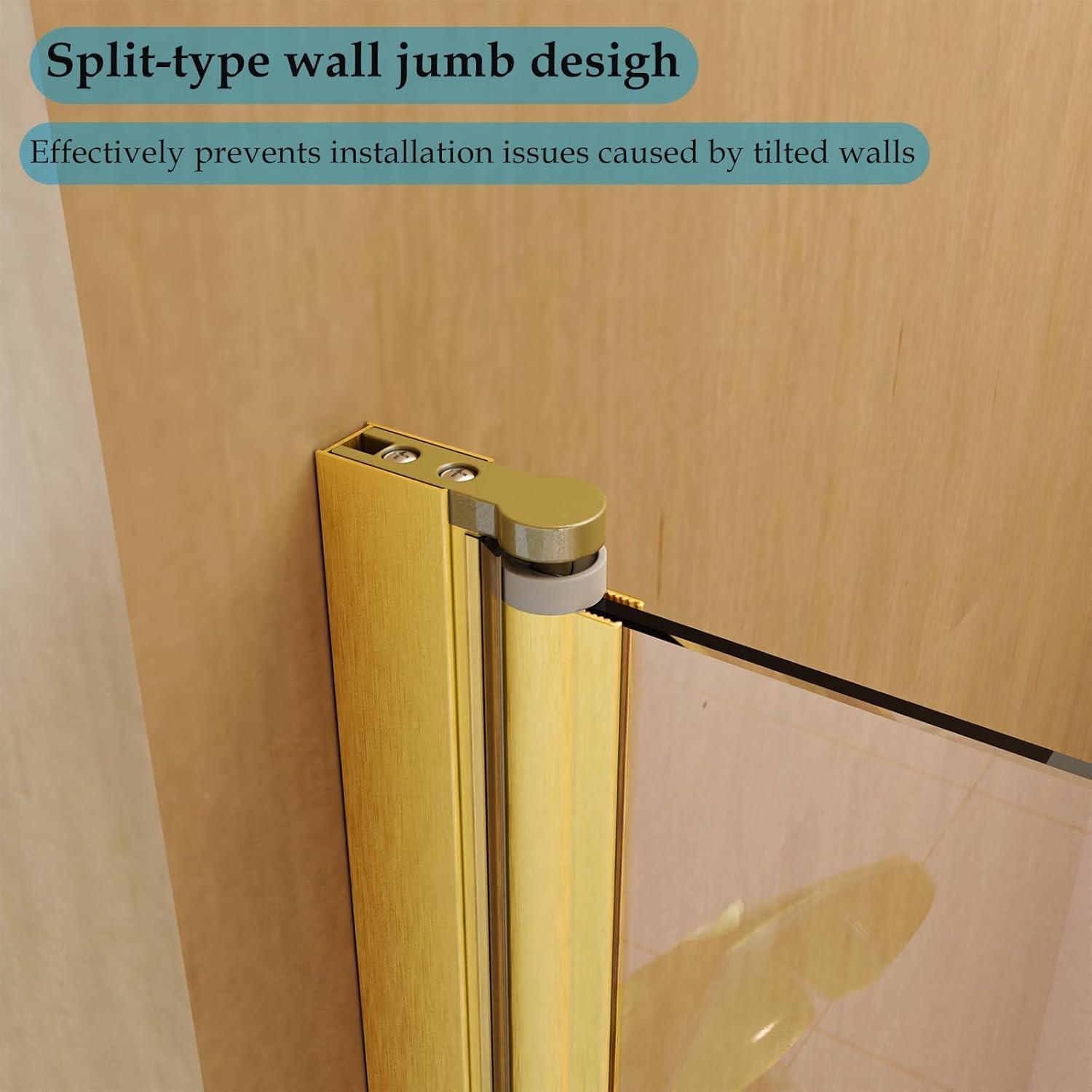 31"W x 55"H Frameless Folding Pivot Shower Tub Door Reversible Installation